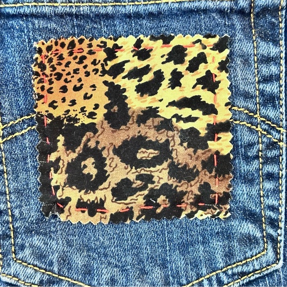 Levi’s 505 strght leg 14 S patchwork, hand, stitched jeans, safari jungle design - Picture 11 of 11